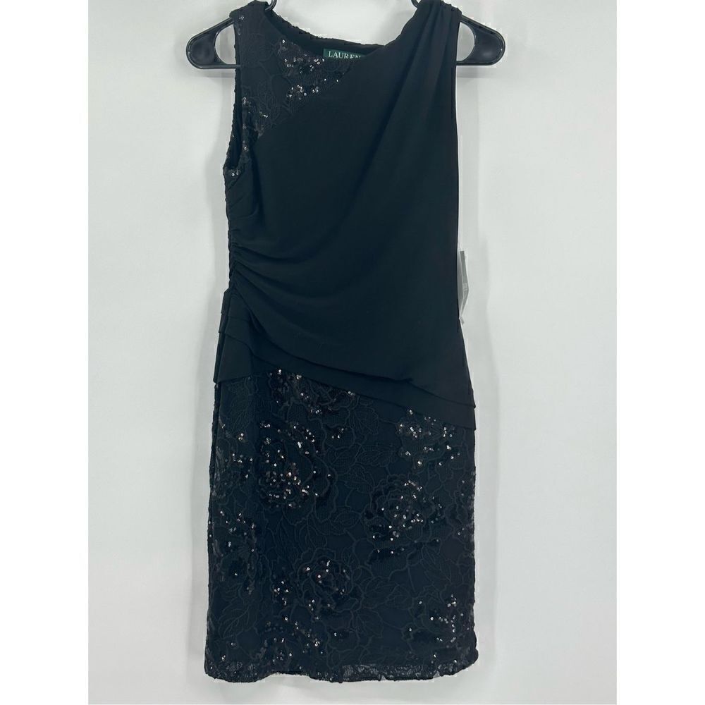 Lauren Ralph Lauren NWT size 8P black sleeveless formal midi dress
